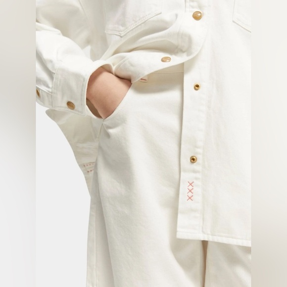 NWT Scotch & Soda White Denim Overshirt medium relaxed fit - Picture 3 of 9